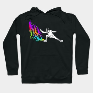 Fencer Performing A Colorful Swing Of his Foil, The Fencing Hoodie